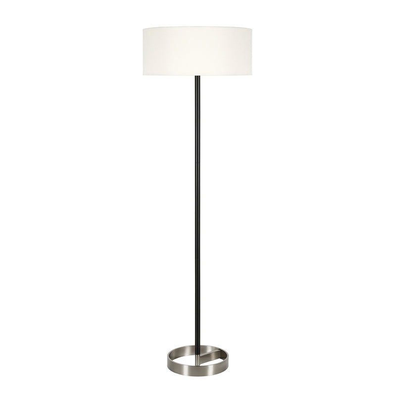 Home Outfitters 62" Black Traditional Shaped Floor Lamp With White Frosted Glass Drum Shade