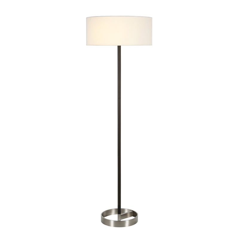 Home Outfitters 62" Black Traditional Shaped Floor Lamp With White Frosted Glass Drum Shade