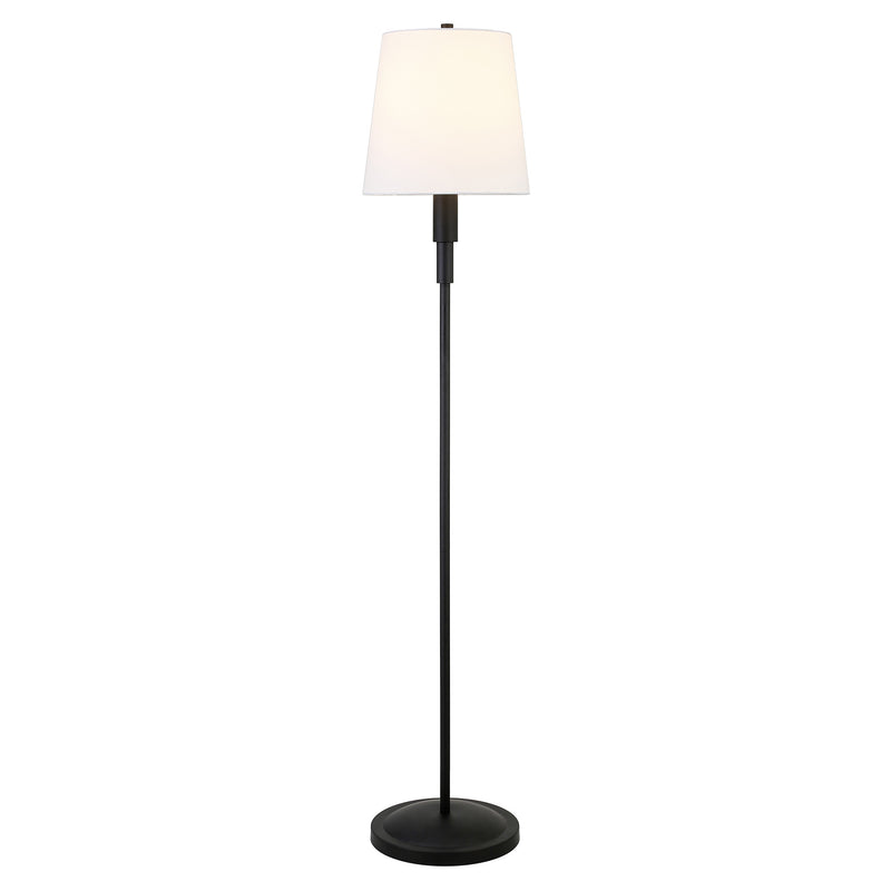 Home Outfitters 60" Black Traditional Shaped Floor Lamp With White Frosted Glass Drum Shade