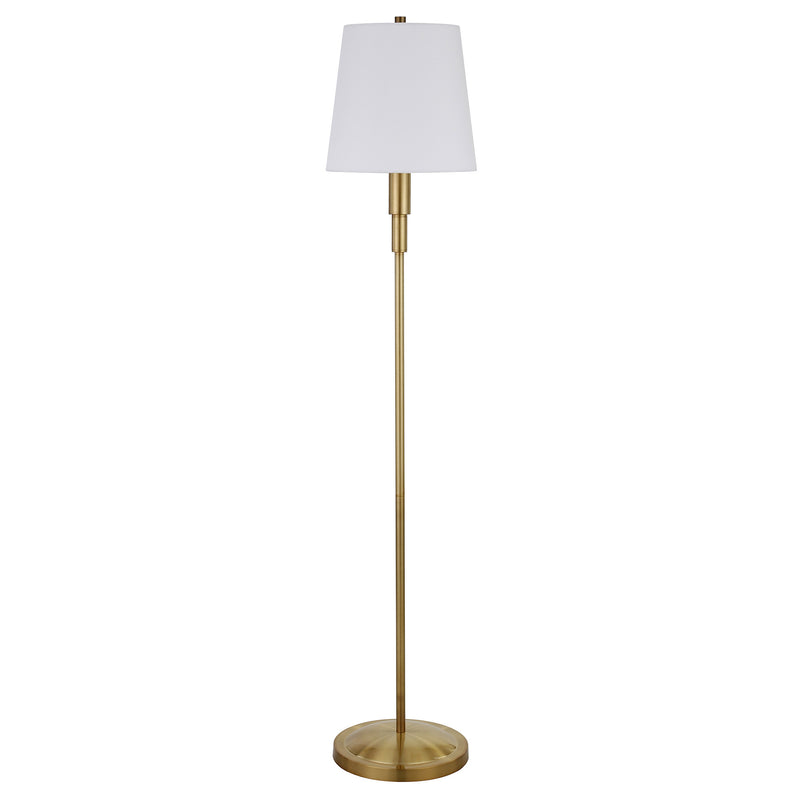 Home Outfitters 60" Brass Traditional Shaped Floor Lamp With White Frosted Glass Drum Shade