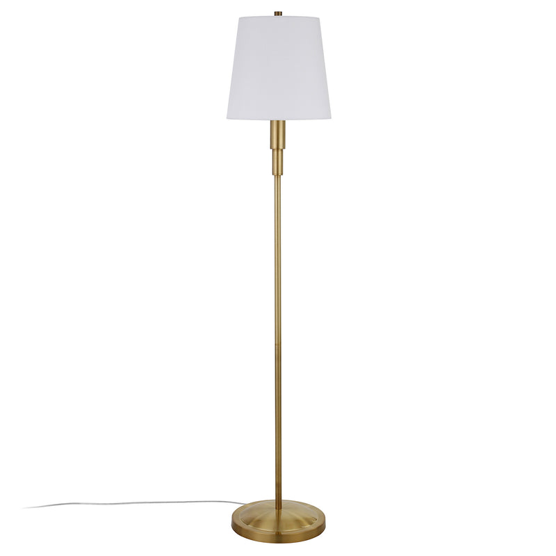 Home Outfitters 60" Brass Traditional Shaped Floor Lamp With White Frosted Glass Drum Shade