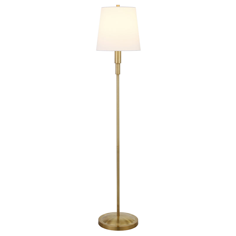 Home Outfitters 60" Brass Traditional Shaped Floor Lamp With White Frosted Glass Drum Shade