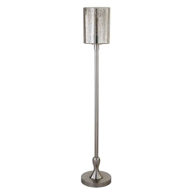 Home Outfitters 68" Nickel Torchiere Floor Lamp With Silver Transparent Glass Drum Shade