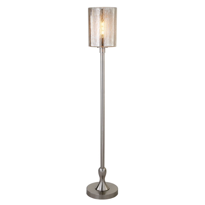 Home Outfitters 68" Nickel Torchiere Floor Lamp With Silver Transparent Glass Drum Shade