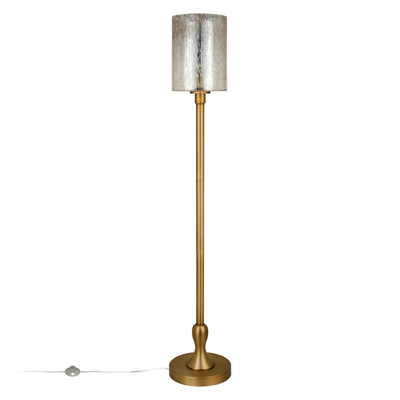 Home Outfitters 68" Brass Torchiere Floor Lamp With Clear Transparent Glass Drum Shade