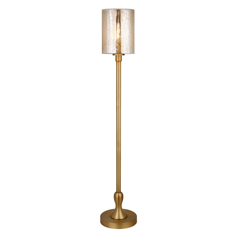 Home Outfitters 68" Brass Torchiere Floor Lamp With Clear Transparent Glass Drum Shade