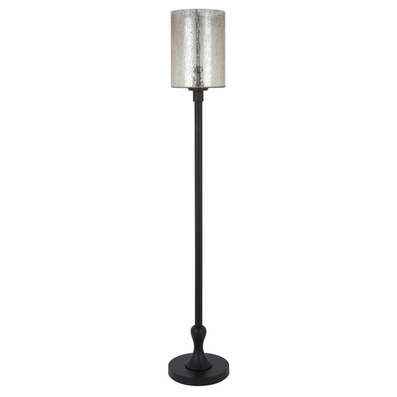 Home Outfitters 68" Black Torchiere Floor Lamp With Clear Transparent Glass Drum Shade