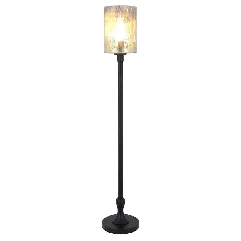 Home Outfitters 68" Black Torchiere Floor Lamp With Clear Transparent Glass Drum Shade