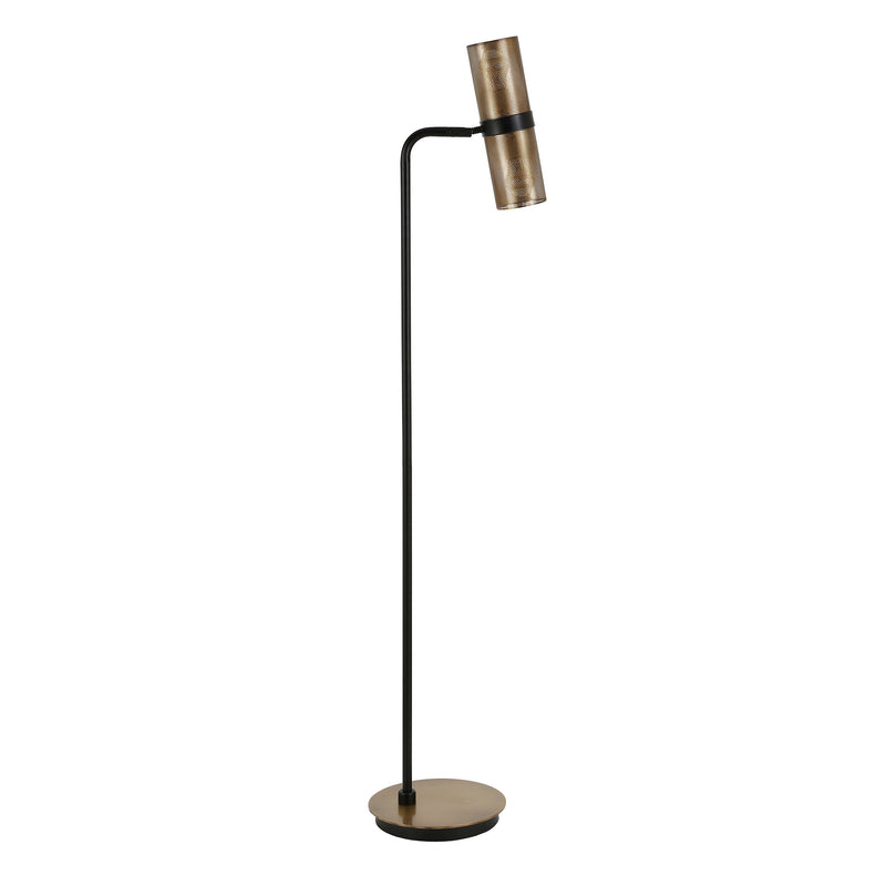 Home Outfitters 62" Black Reading Floor Lamp With Brass Drum Shade