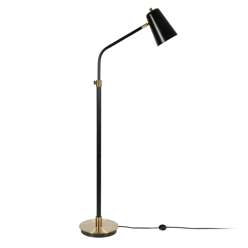 Home Outfitters 65" Black Adjustable Traditional Shaped Floor Lamp With Black Cone Shade