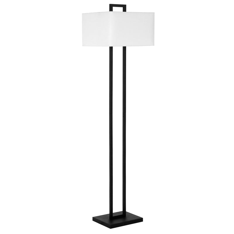 Home Outfitters 68" Black Traditional Shaped Floor Lamp With White Frosted Glass Rectangular Shade