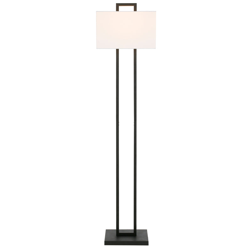 Home Outfitters 68" Black Traditional Shaped Floor Lamp With White Frosted Glass Rectangular Shade