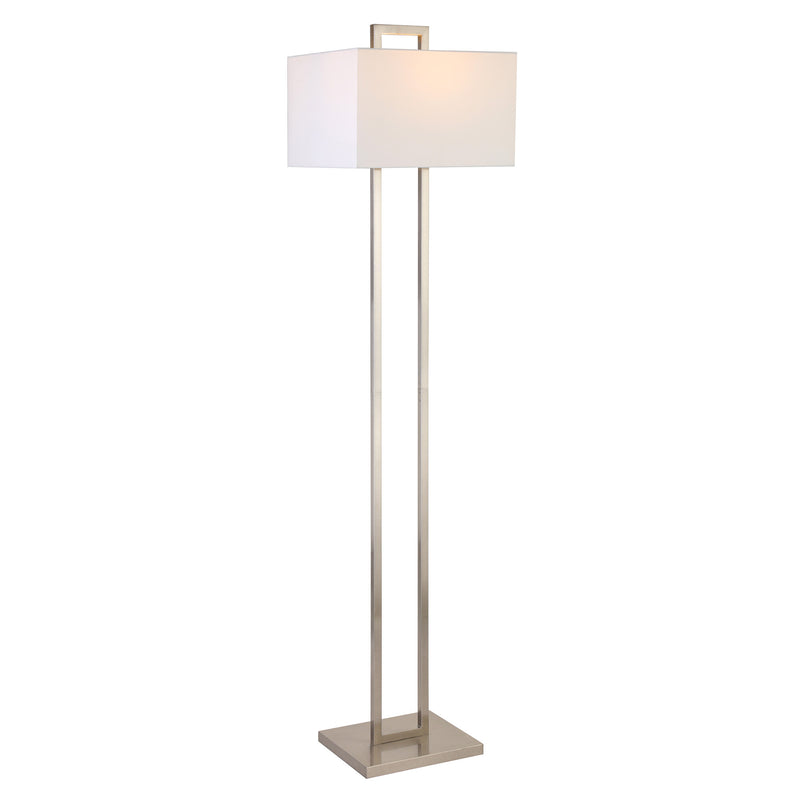 Home Outfitters 68" Nickel Traditional Shaped Floor Lamp With White Frosted Glass Rectangular Shade