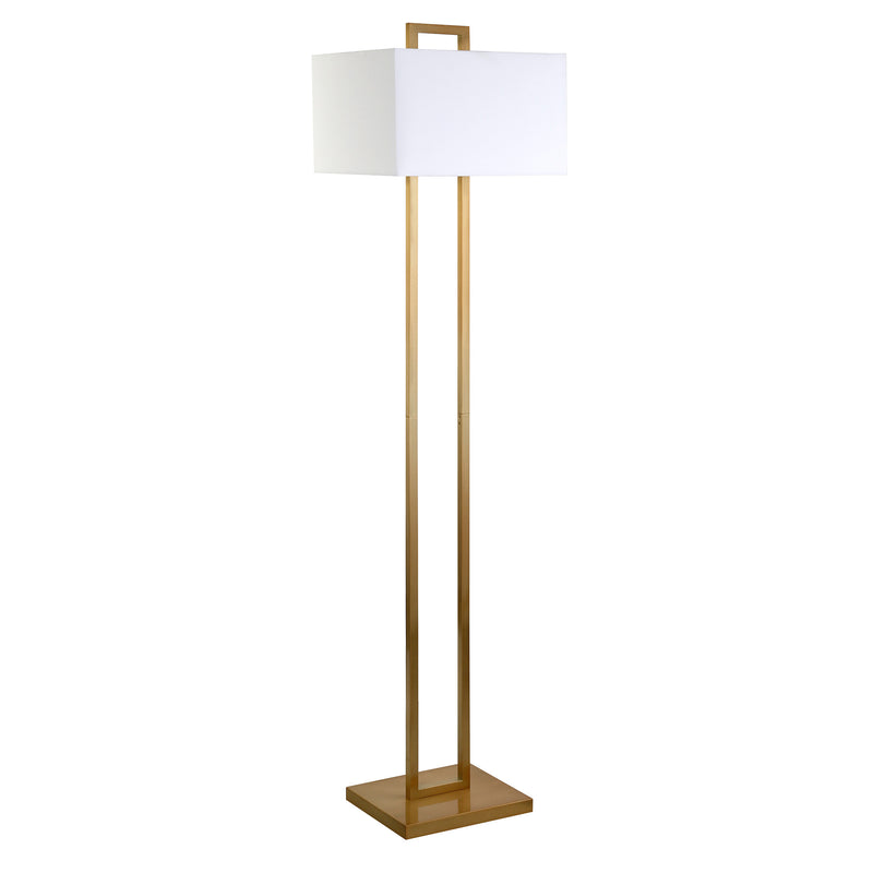 Home Outfitters 68" Brass Traditional Shaped Floor Lamp With White Frosted Glass Rectangular Shade