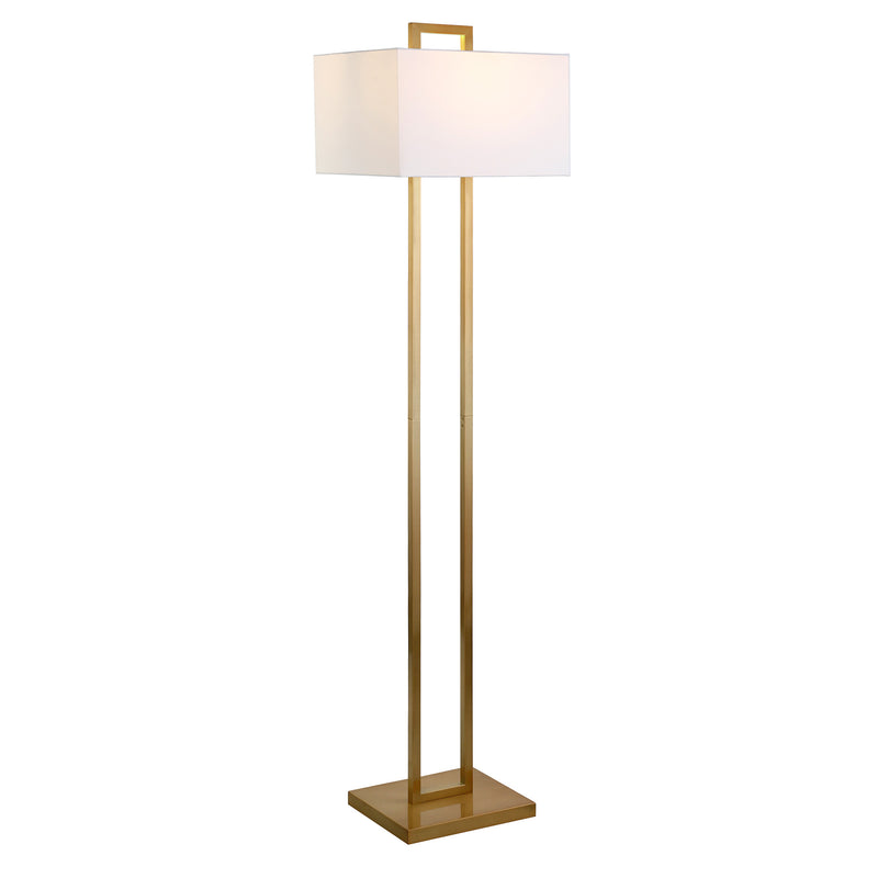 Home Outfitters 68" Brass Traditional Shaped Floor Lamp With White Frosted Glass Rectangular Shade