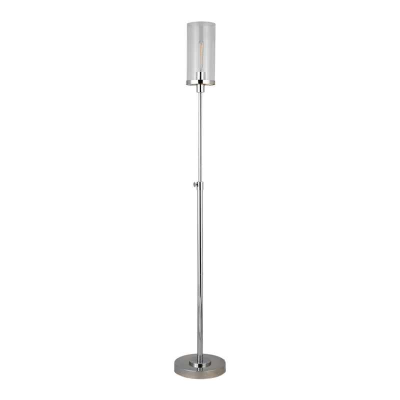 Home Outfitters 66" Nickel Torchiere Floor Lamp With Clear Transparent Glass Drum Shade