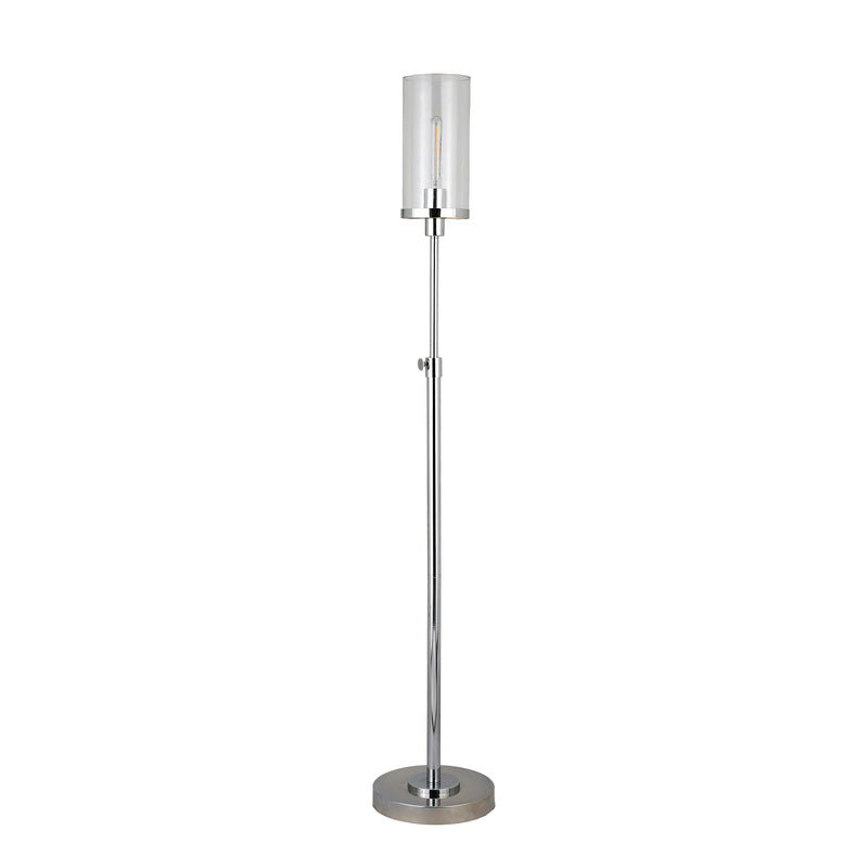 Home Outfitters 66" Nickel Torchiere Floor Lamp With Clear Transparent Glass Drum Shade