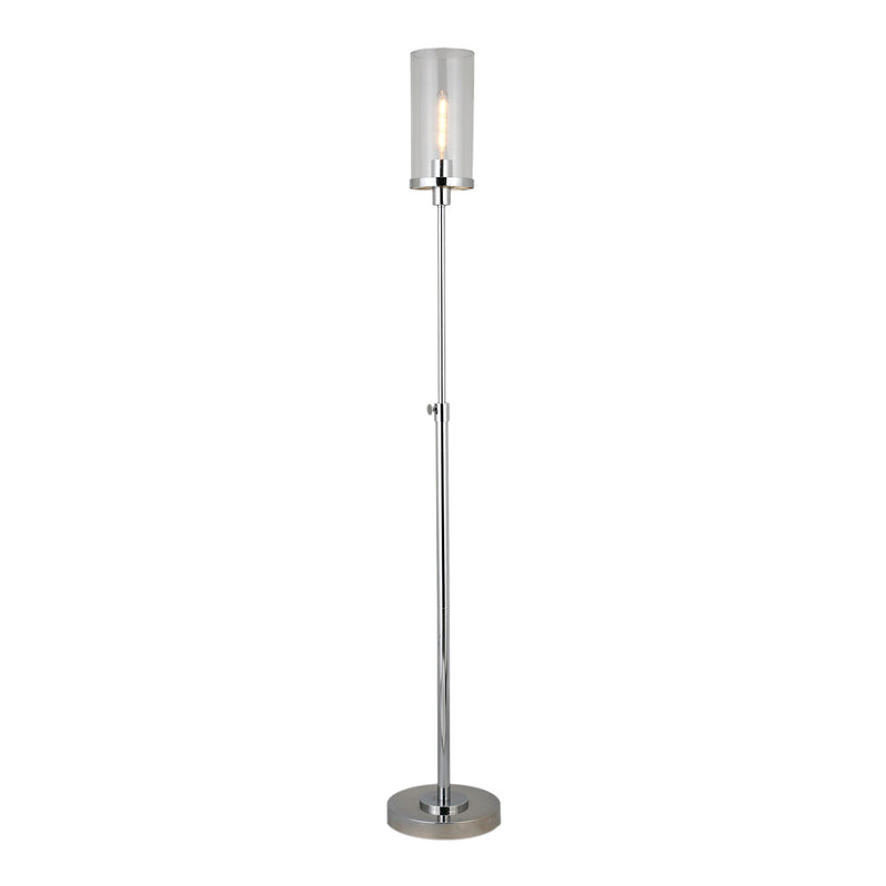 Home Outfitters 66" Nickel Torchiere Floor Lamp With Clear Transparent Glass Drum Shade