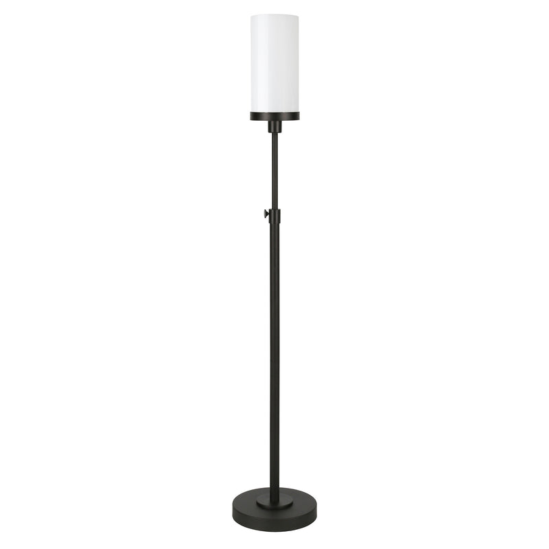 Home Outfitters 66" Black Torchiere Floor Lamp With White Frosted Glass Drum Shade