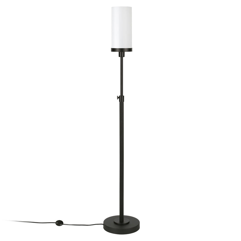 Home Outfitters 66" Black Torchiere Floor Lamp With White Frosted Glass Drum Shade