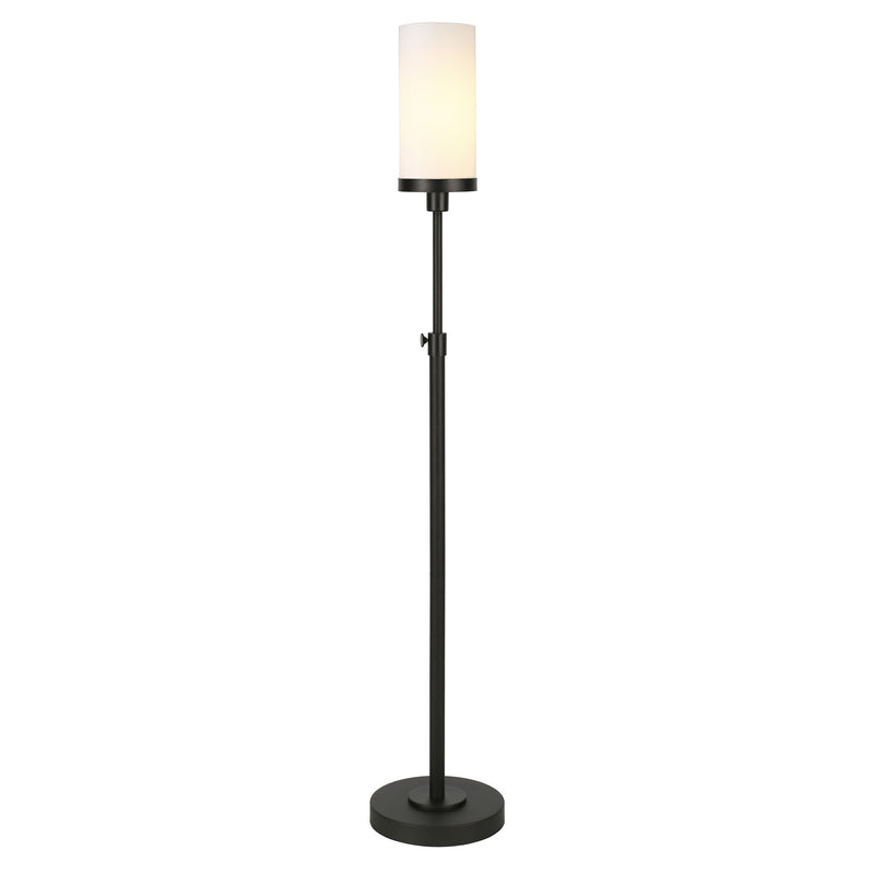 Home Outfitters 66" Black Torchiere Floor Lamp With White Frosted Glass Drum Shade