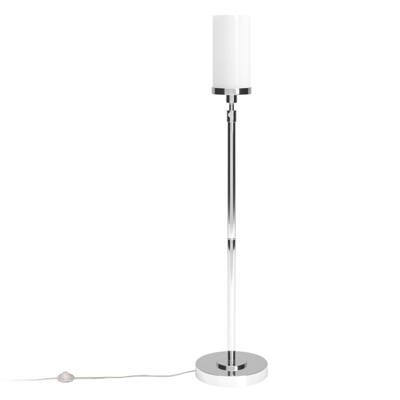 Home Outfitters 66" Nickel Torchiere Floor Lamp With White Frosted Glass Drum Shade