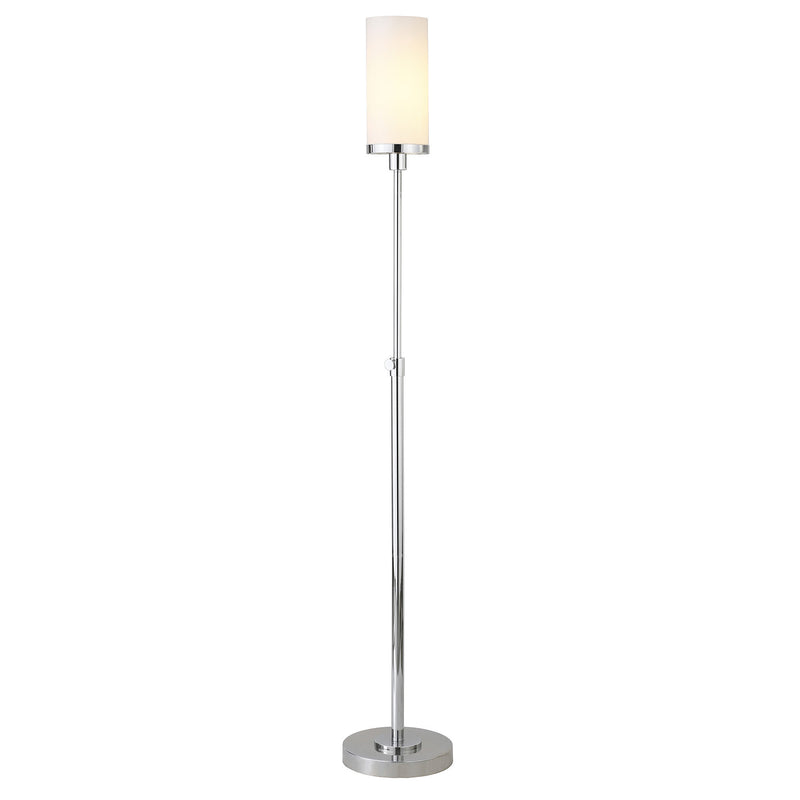 Home Outfitters 66" Nickel Torchiere Floor Lamp With White Frosted Glass Drum Shade