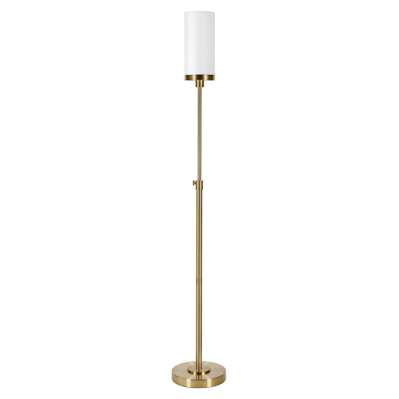 Home Outfitters 66" Brass Torchiere Floor Lamp With White Frosted Glass Drum Shade