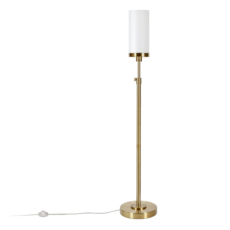 Home Outfitters 66" Brass Torchiere Floor Lamp With White Frosted Glass Drum Shade