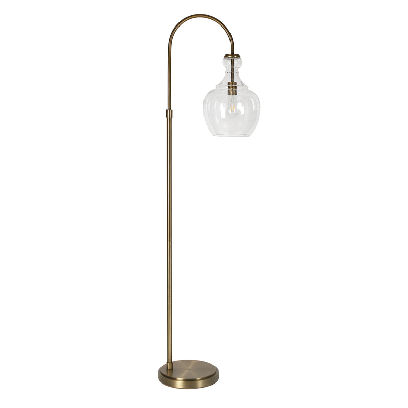 Home Outfitters 70" Brass Arched Floor Lamp With Clear Seeded Glass Dome Shade