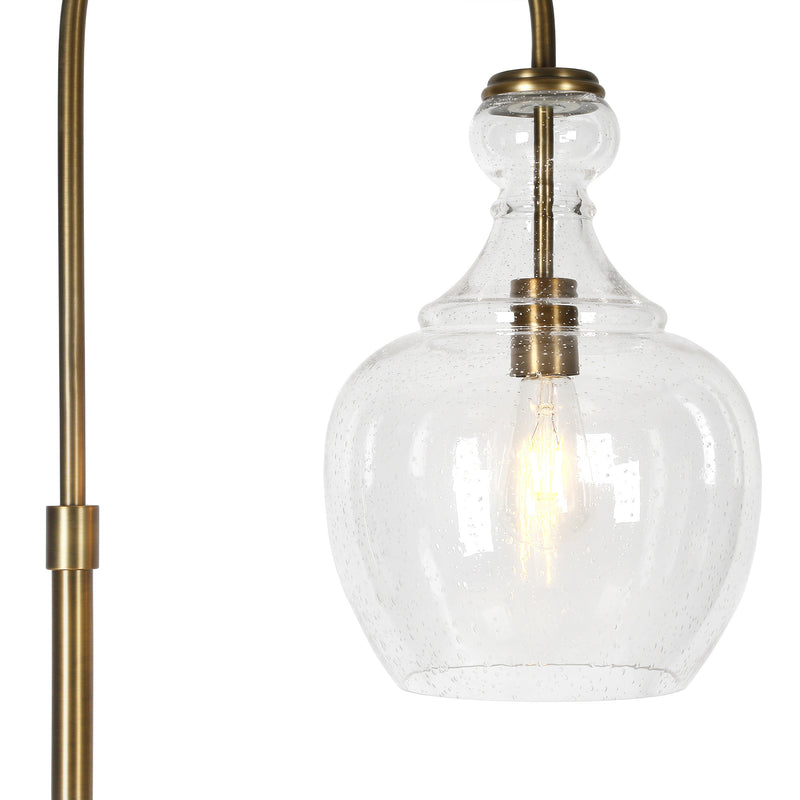 Home Outfitters 70" Brass Arched Floor Lamp With Clear Seeded Glass Dome Shade