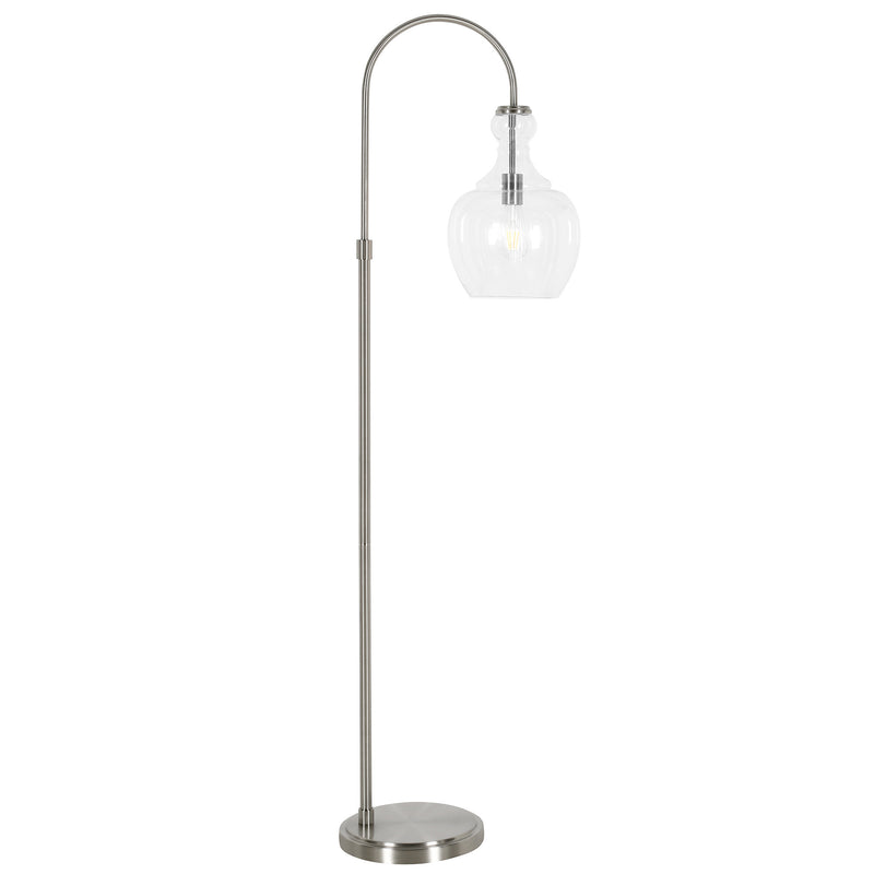 Home Outfitters 70" Nickel Arched Floor Lamp With Clear Transparent Glass Dome Shade