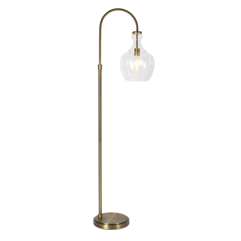 Home Outfitters 70" Brass Arched Floor Lamp With Clear Transparent Glass Dome Shade