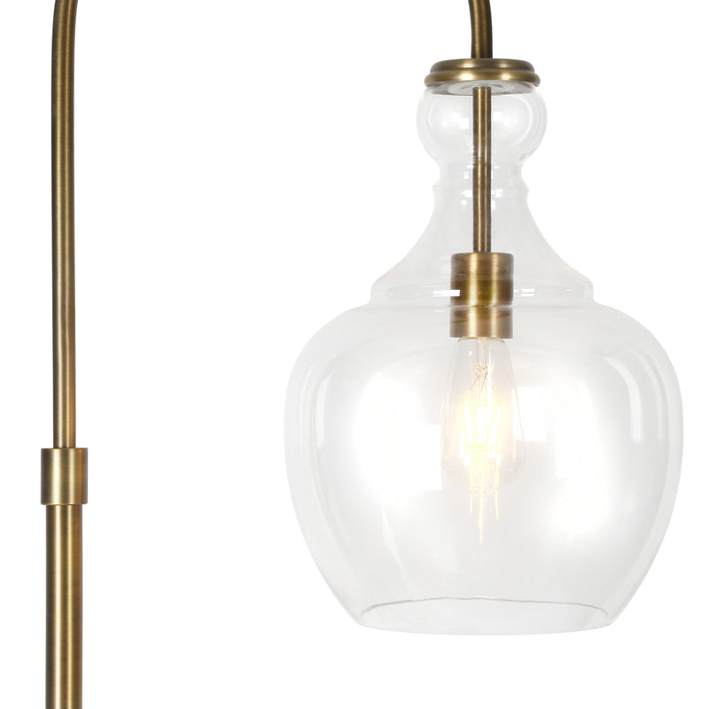 Home Outfitters 70" Brass Arched Floor Lamp With Clear Transparent Glass Dome Shade