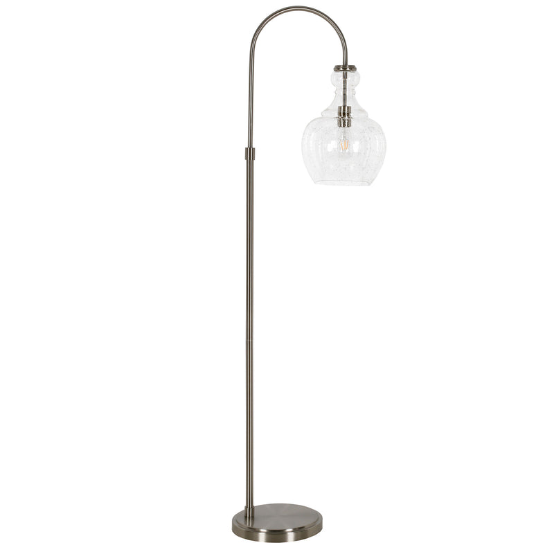 Home Outfitters 70" Nickel Arched Floor Lamp With Clear Seeded Glass Dome Shade