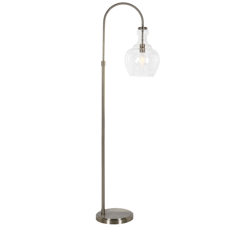 Home Outfitters 70" Nickel Arched Floor Lamp With Clear Seeded Glass Dome Shade