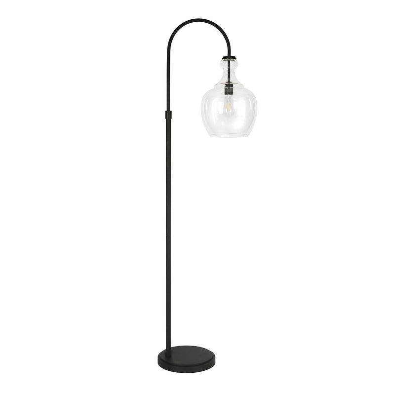 Home Outfitters 70" Black Arched Floor Lamp With Clear Transparent Glass Dome Shade