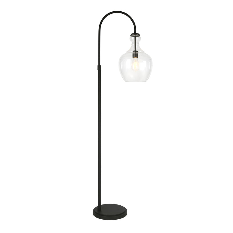 Home Outfitters 70" Black Arched Floor Lamp With Clear Transparent Glass Dome Shade