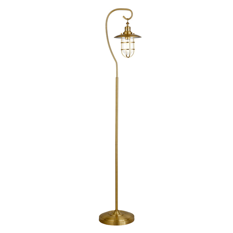 Home Outfitters 63" Brass Arched Floor Lamp With Clear Transparent Glass Globe Shade