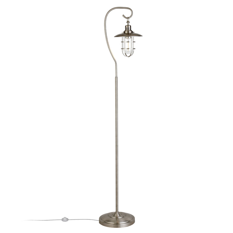 Home Outfitters 63" Nickel Arched Floor Lamp With Clear Transparent Glass Globe Shade