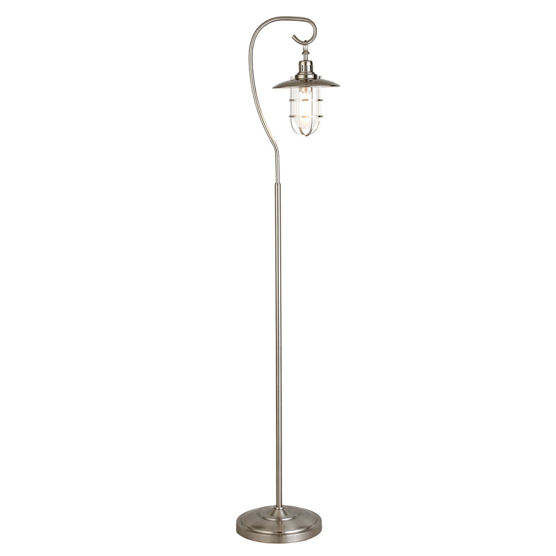 Home Outfitters 63" Nickel Arched Floor Lamp With Clear Transparent Glass Globe Shade