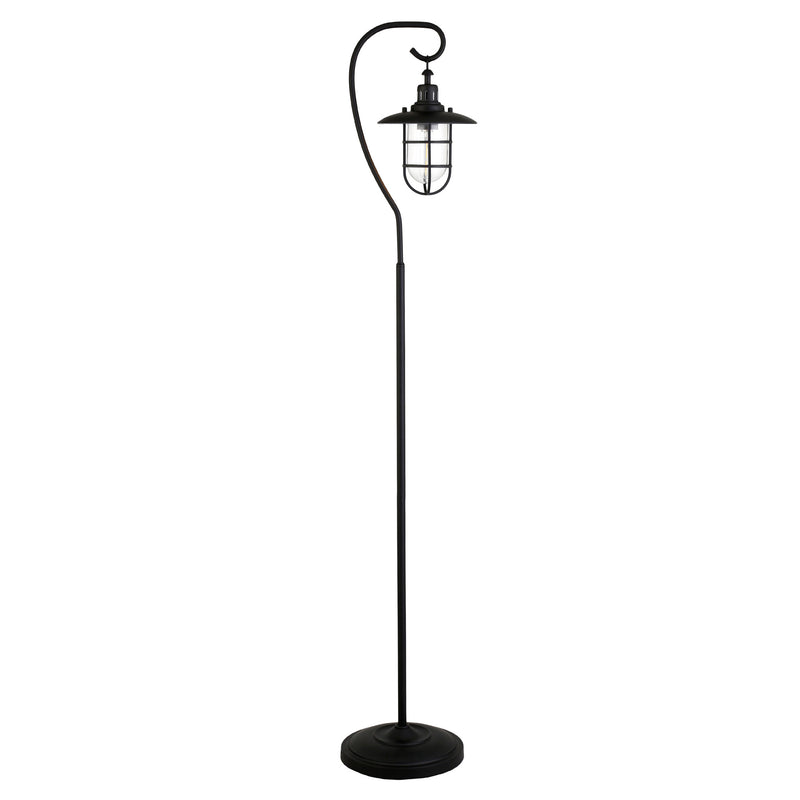 Home Outfitters 63" Black Arched Floor Lamp With Clear Transparent Glass Globe Shade