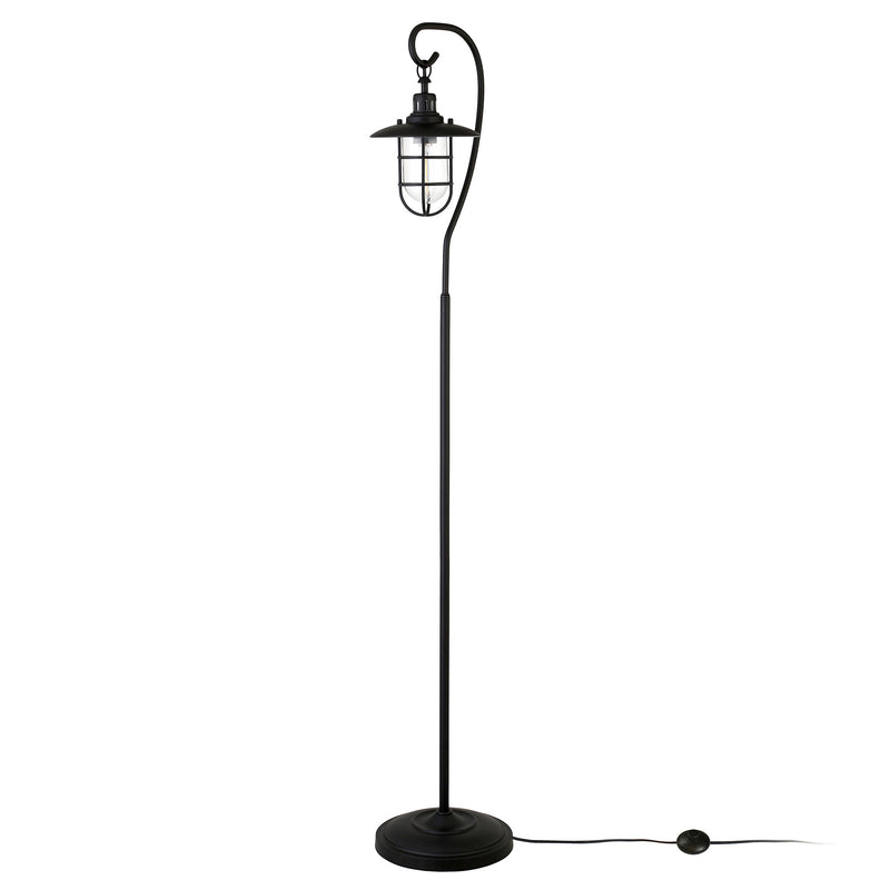 Home Outfitters 63" Black Arched Floor Lamp With Clear Transparent Glass Globe Shade