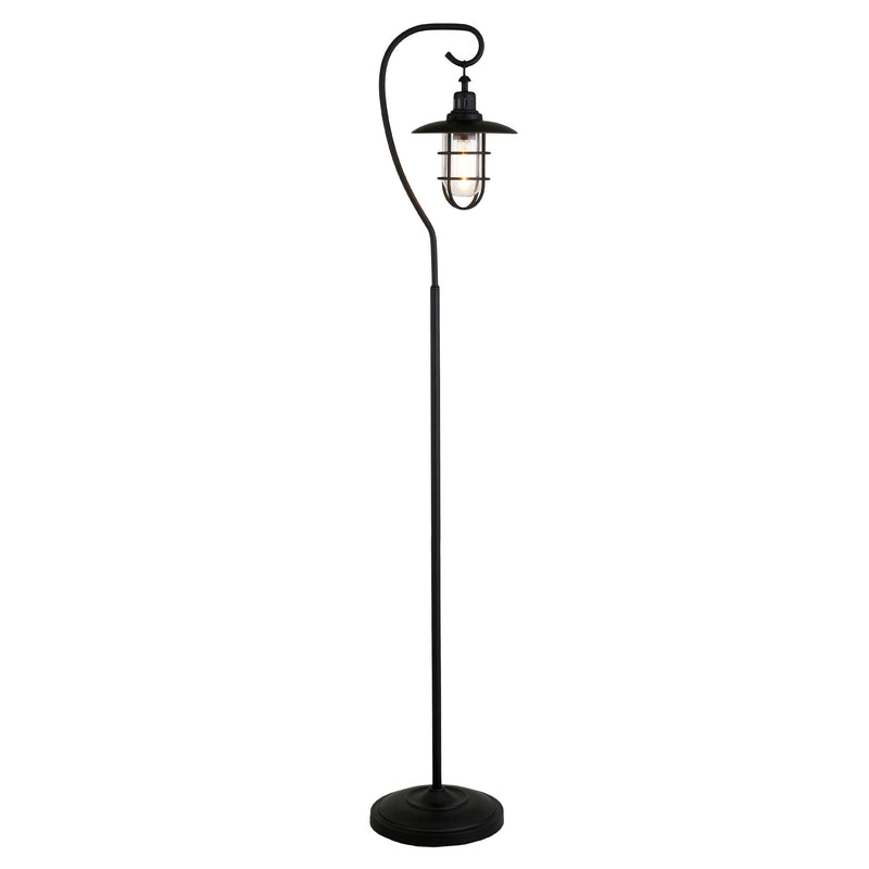 Home Outfitters 63" Black Arched Floor Lamp With Clear Transparent Glass Globe Shade