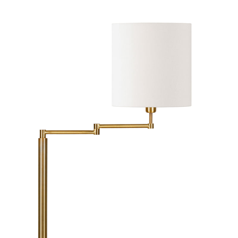 Home Outfitters 62" Brass Swing Arm Floor Lamp With White Frosted Glass Drum Shade