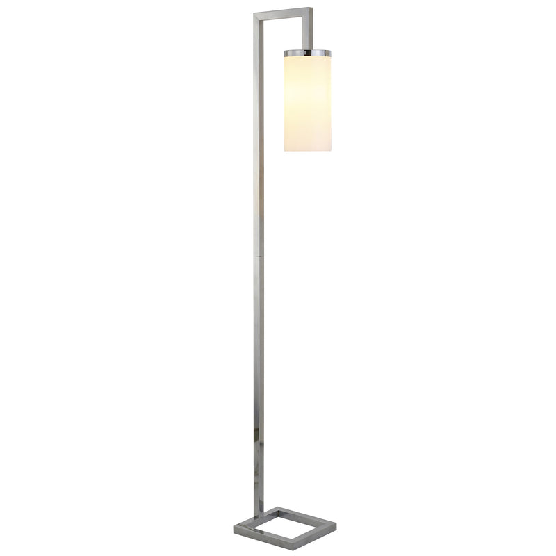 Home Outfitters 67" Nickel Reading Floor Lamp With White Frosted Glass Drum Shade