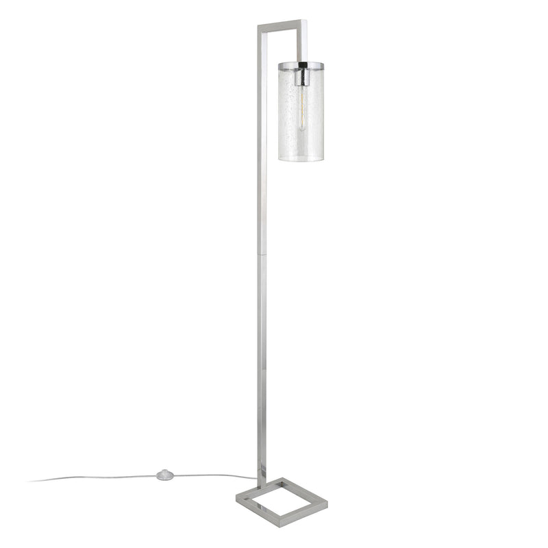 Home Outfitters 67" Nickel Reading Floor Lamp With Clear Seeded Glass Drum Shade