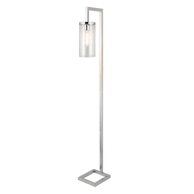 Home Outfitters 67" Nickel Reading Floor Lamp With Clear Seeded Glass Drum Shade