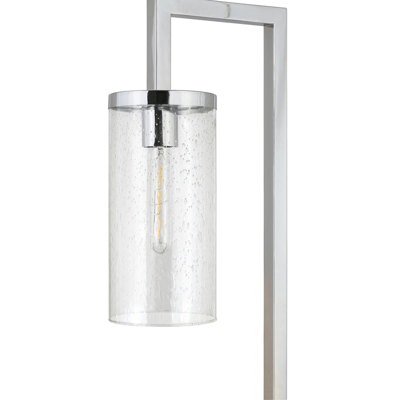 Home Outfitters 67" Nickel Reading Floor Lamp With Clear Seeded Glass Drum Shade