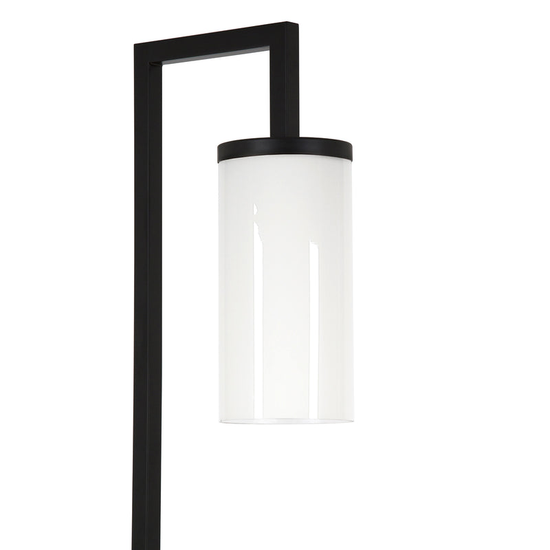 Home Outfitters 67" Black Reading Floor Lamp With White Frosted Glass Drum Shade